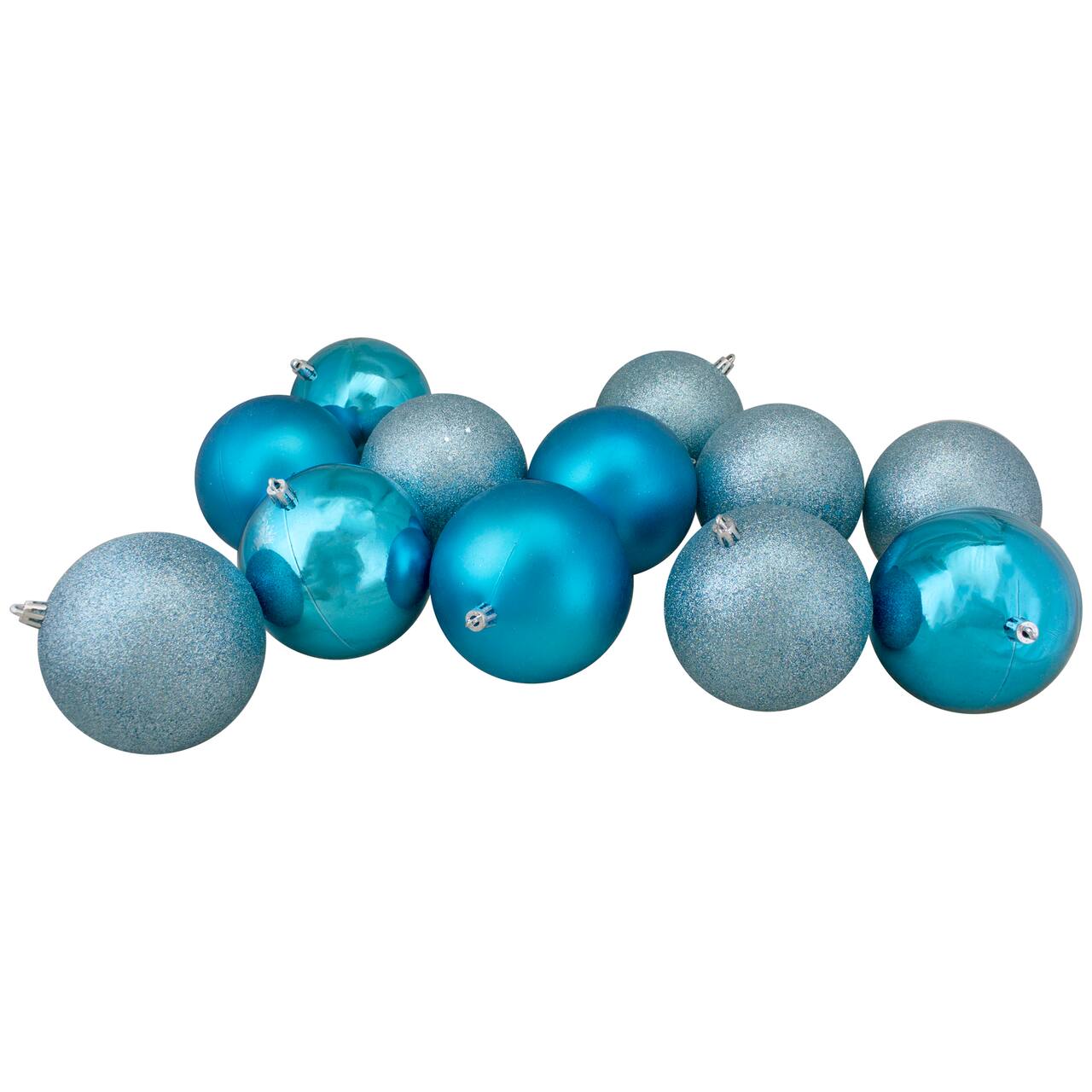 32ct. 3.25" Turquoise Blue Shatterproof 4-Finish Christmas Ball Ornaments